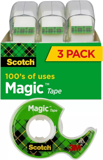 Scotch Magic Tape - 3 Rolls - Invisible, Multipurpose, Engineered for Repairing