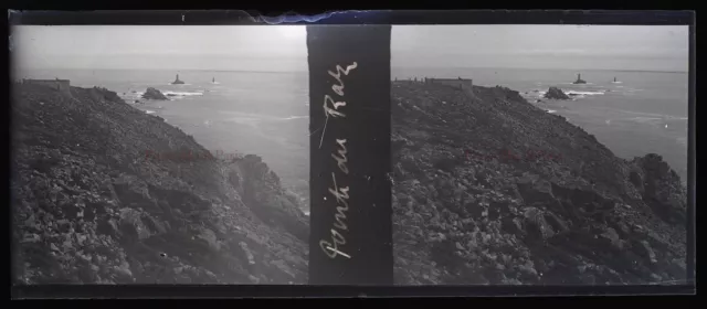 FRANCE Point du Raz Photo Stereo NEGATIF Plaque de verre VR12e
