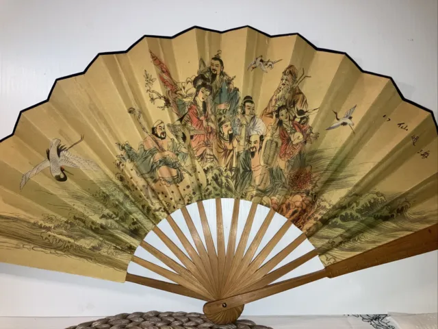 Antique Japanese Folding Silk Hand Painted Fan signed