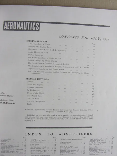 AERONAUTICS MAGAZINE July 1940 Physiology of Flight Ship-Borne Aircraft Bomb Aim 2