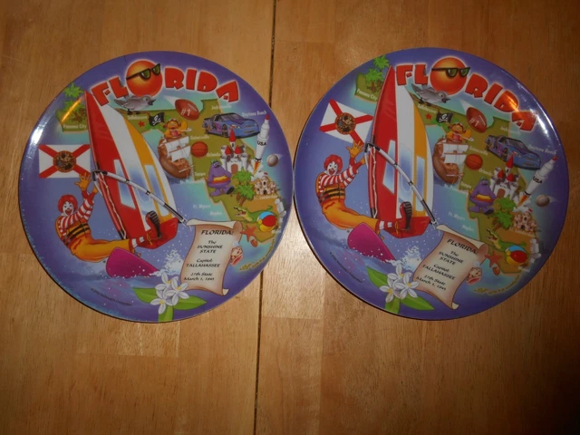Lot of 4 Vintage McDonalds Melamine Plates Florida Zoo McNuggets Band 9"