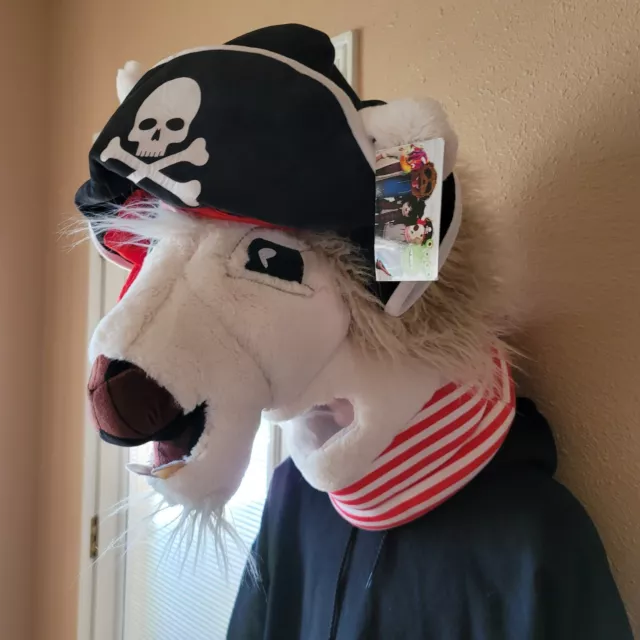 Jolly llama pirate goat pullover furry animal head costume party mascot funny no