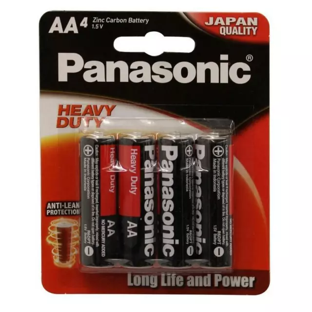 4pcs Panasonic Heavy Duty Battery Long Life Power Earth Friendly Zinc Carbon