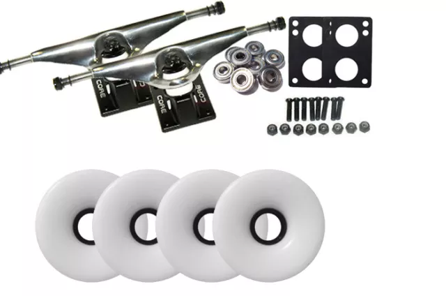 LONGBOARD Skateboard SILVER TRUCKS WHEELS Package 76mm WHITE