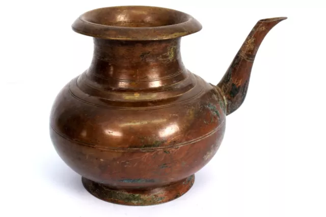Antique Indian Rare Hand Crafted Brass Water Pot/Container With Spout.G56-137