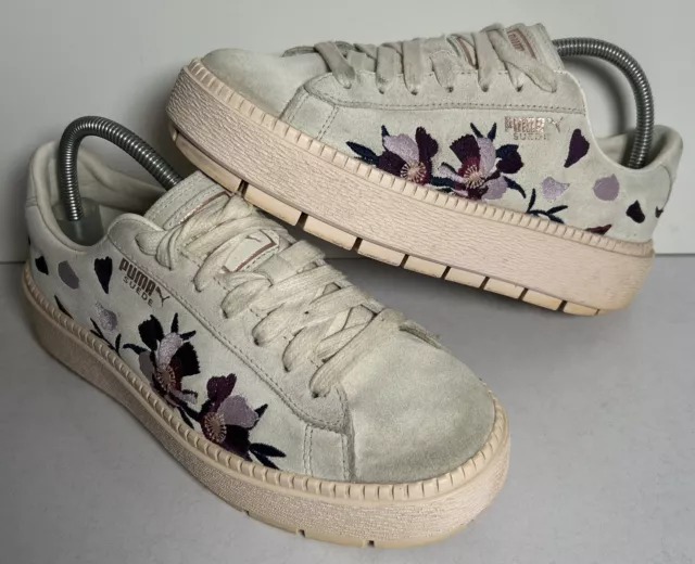 Suede platform cheap trace flowery