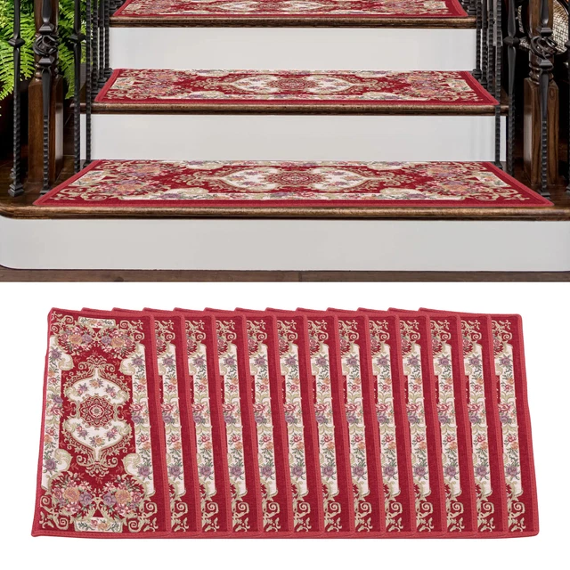 13 Pieces Non-Slip Washable Stair Treads Carpet Step Mats Rectangular Carpets