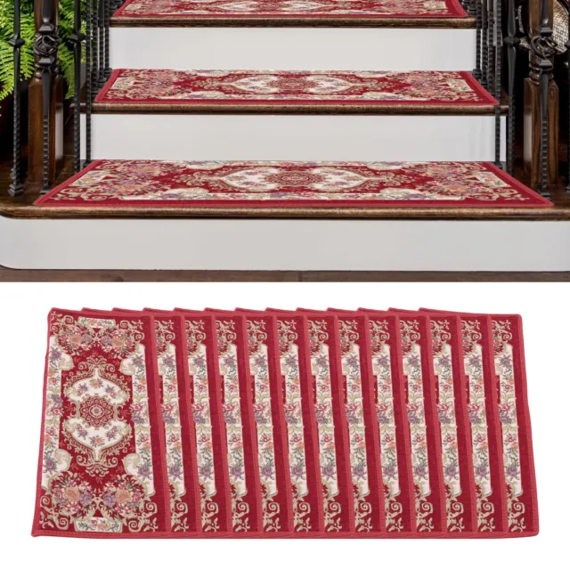 25.59'' 13Pcs Non-Slip Washable Stair Treads Carpet Step Mats Rectangular Carpet