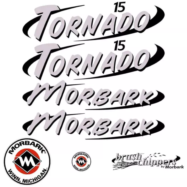 Morbark Tornado 15 Decals, Repro Wood Chipper Decal Sticker Kit, UV laminated