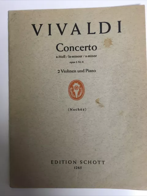 Partitions - Vivaldi - Concerto en La mineur Op.3 N.8 Pour 2 Violons et Piano.