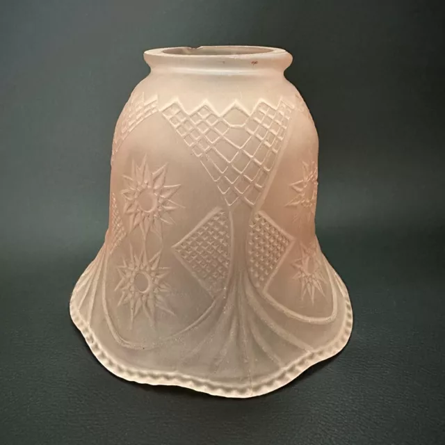 Vintage Frosted Pink Glass Art Deco Standard Table Lamp Shade