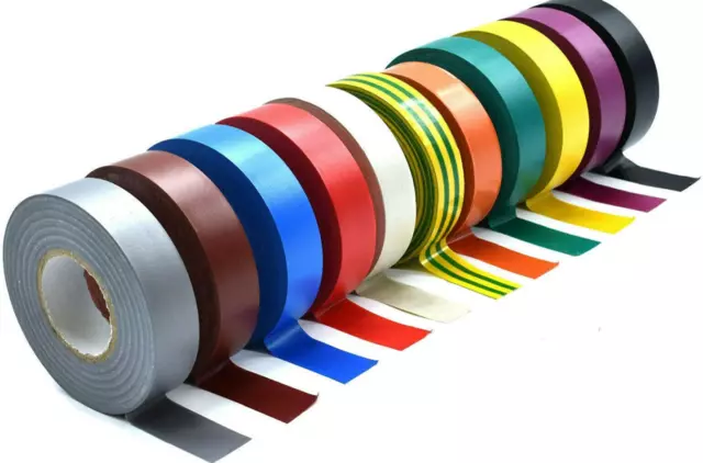 Electrical Pvc Insulation Insulating Flame Retardant Tape 5M 20M & 33M 9 Colours