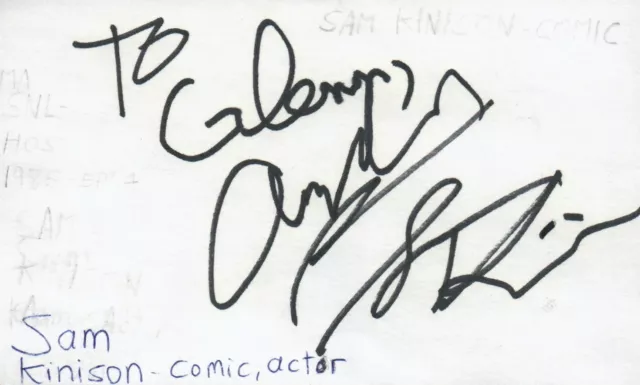 Sam Kinison Comedian Actor TV Movie Autographed Signed Index Card JSA COA