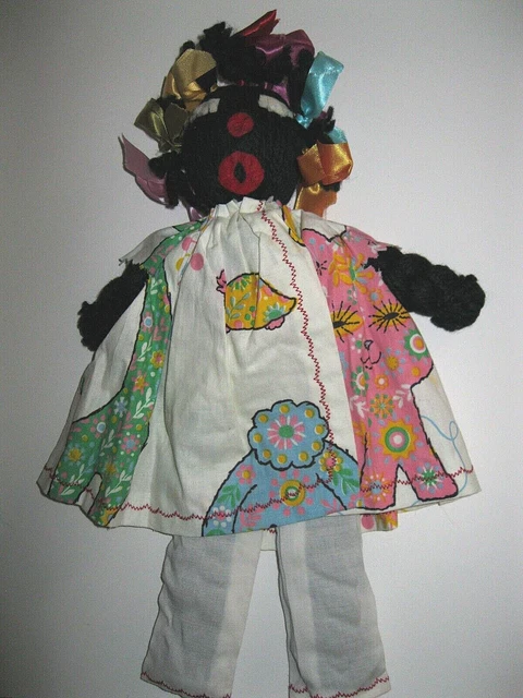 Vintage Folk Art African American Cloth Handmade Rag Black Doll 13”Two faces