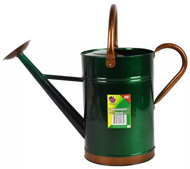 Galvanised Watering Can 9L  Metal Watering Can 2 Gallon with Removable Rose