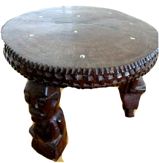 Sgabello Antico Tribal Art 19°C Massim Oceanic Trobriand Isole - Denti Streghe