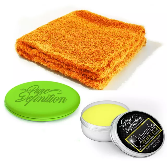 Yellow Car Wax Cloth Pad Carnauba Radiant Glow 30g Paste Gloss Pure Definition