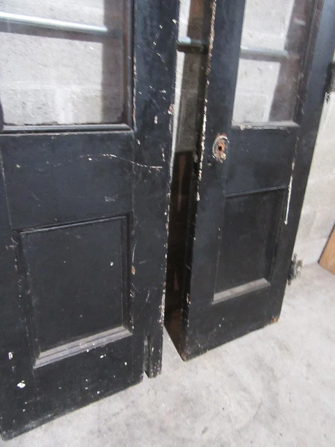 ~ Antique Walnut Double Entrance French Doors ~ 44 X 86 ~ Architectural Salvage 11