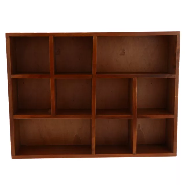 Grid Divider Wooden Shelf Organizer Wall Rack Collection Photo Display Shelf