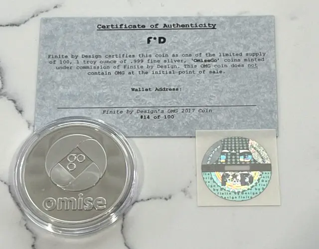 OmiseGo  2018 Cold Storage .999 Silver #14/100 DIY Coin Crypto w COA & Hologram