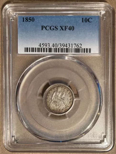 1850 PCGS XF40 Liberty Seated Dime 10c