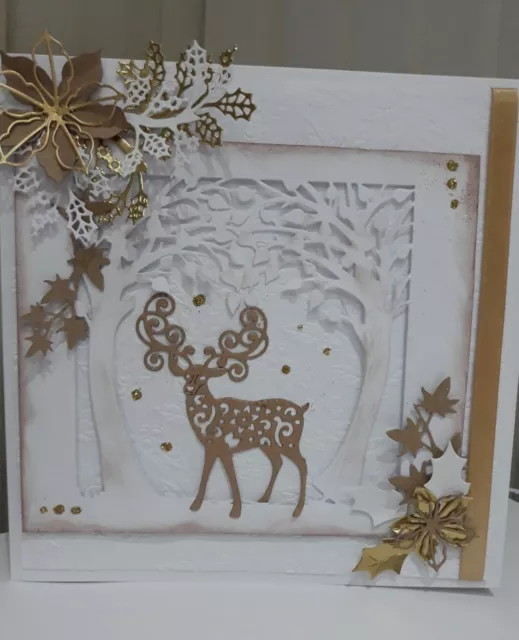 Handmade Personalised 3D swinging Reindeer Christmas Card