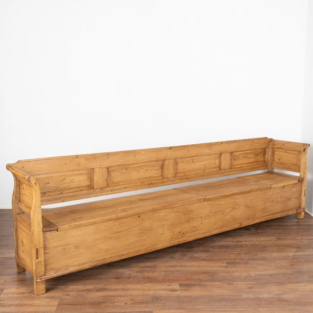 Long Pine Bench With Hidden Storage, Hungary, circa 1890