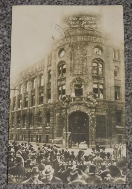 Postkarte/ Ansichtskarte Berlin , Berliner Tageblatt Straßenkämpfe,gelaufen 1919