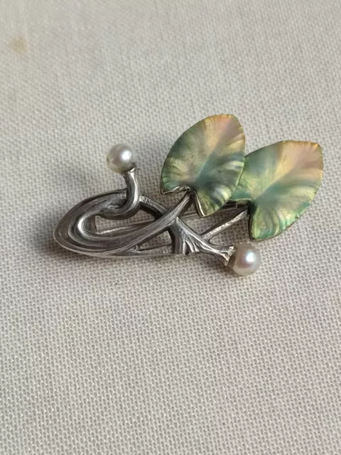 Art nouveau Allemagne : Broche GESCHÜTZT en Argent et émaillé  PB:3,9g