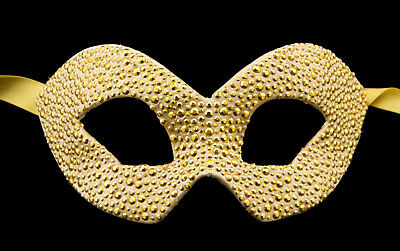 Mask from Venice Colombine Golden Rhinestone Swarovski Luxury Paper Mache 22379