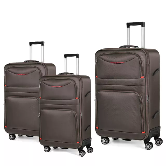 3 Piece Luggage Set Softside Spinner Suitcase Expandable Carry on Bag for Travel