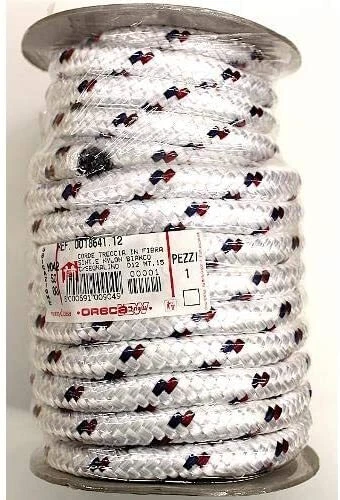 Oreca - Treccia In Fibra Sintetica E Nylon Bianca Mm12 - Mt.15