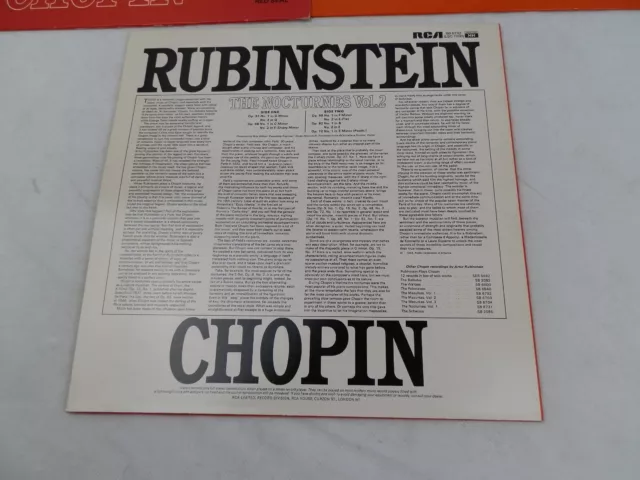 CHOPIN THE NOCTURNES VOL 1 & Vol 2 RUBINSTEIN 2LP RCA SB-6731/2 VINYL UK NM 3