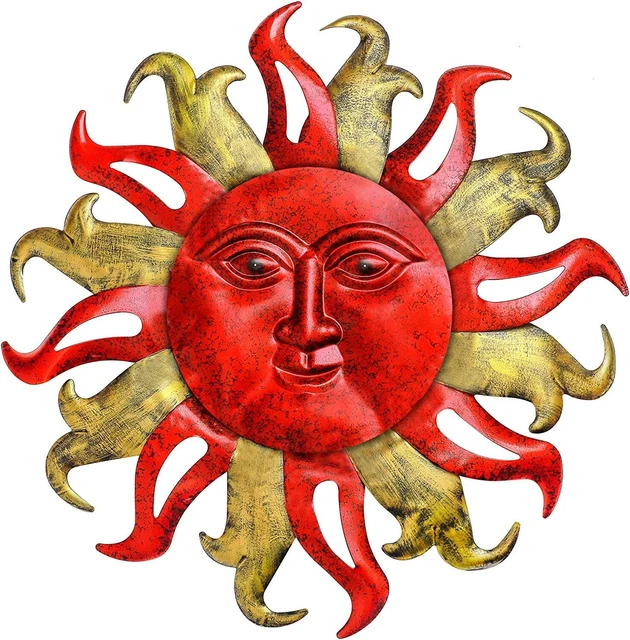 Metal Sun Face Wall Plaque Decor Hang Art Patio Fence Porch Home Garden Yard