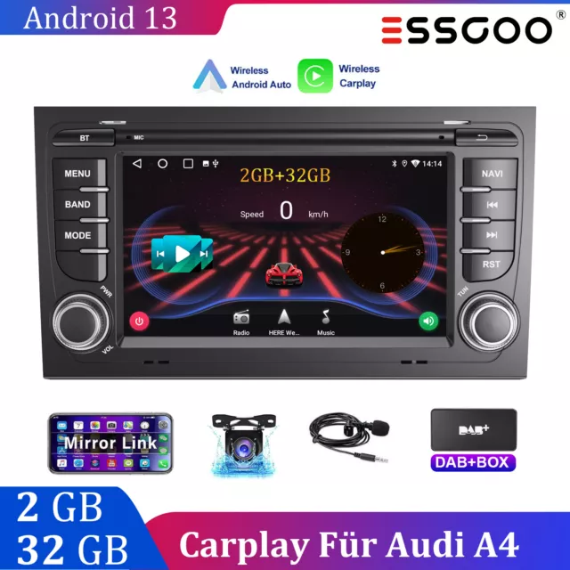 7" 32GB Autoradio Android GPS Navi WIFI Carplay DAB+ KAM Für Audi A4 8E S4 B6 B7