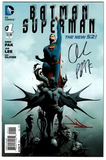 Batman Superman #1 VF/NM Signed w/COA Greg Pak/Jae Lee 2013 DC Comics