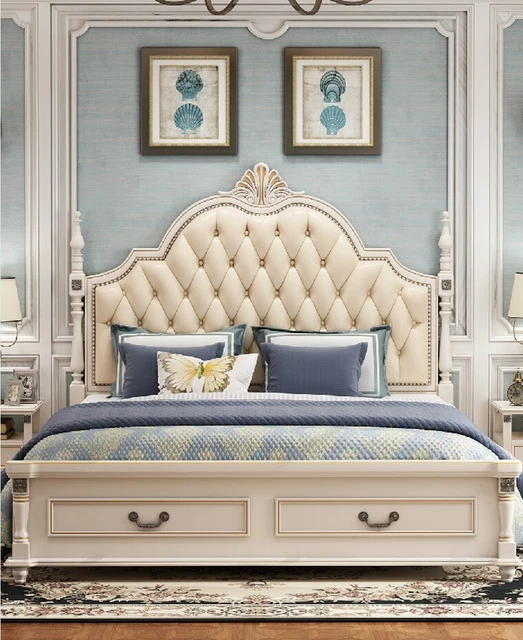 Lit Coussin De Design Luxe Double Hôtel Lits Chesterfield Baroque Bois Meubles