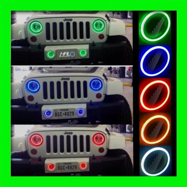 2007-2014 Oracle Jeep Wrangler Colorshift LED Léger Brouillard Halo Kit 2 Rings