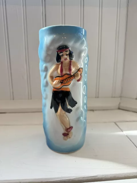 Sailor Jerry Spiced Rum Hula Girl Hand Painted Blue Tiki Mug