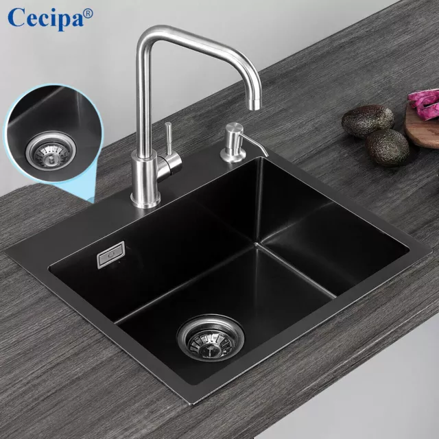 Einbauspüle Küchenspüle Edelstahl Spülbecken mit Ablaufgarnitur Eckig Spüle 5045