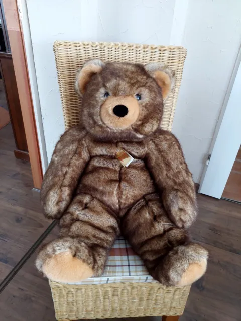 Teddy Hermann Plüschtier Teddybär, bicolor, braun, 80cm, Kuscheltier, Stofftier