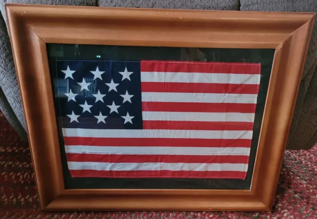 Vintage 13 Star American Flag- Hopkinsin's Flag With Glass Frame
