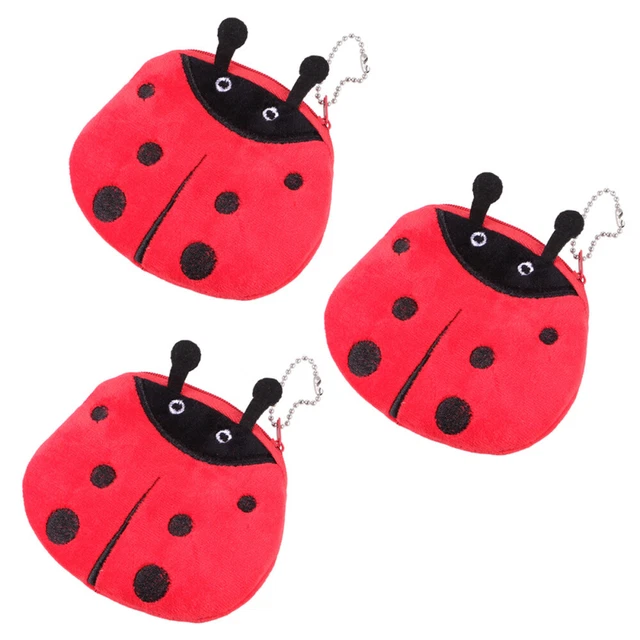 3 pezzi forma coccinella portafoglio corto adorabile borsa per monete piccolo sacchetto per lettere