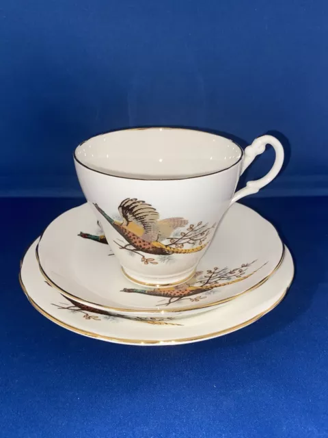 Vintage Royal Stuart Bone China Trio Flying Pheasant Cup Saucer Plate County 2