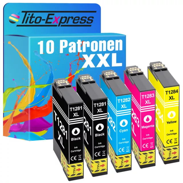 10 Patronen für Epson T1281-T1284 XL Stylus Office BX 305 F BX 305 FW S22