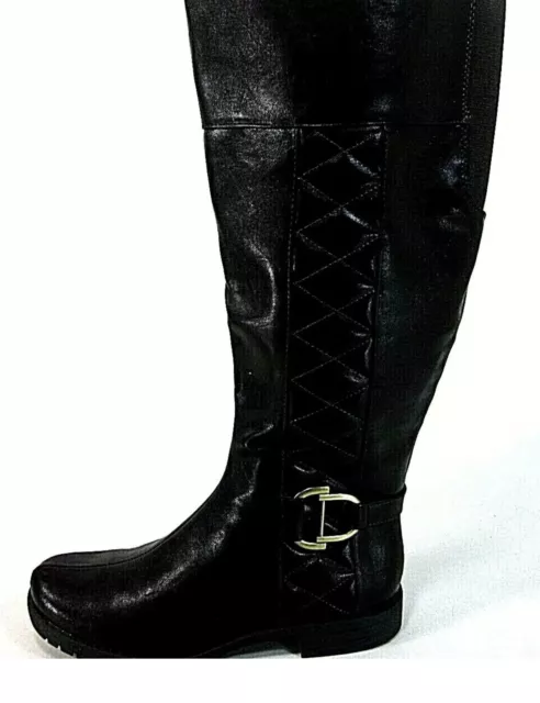 New LifeStride Womens Marvelous Wide Calf Knee High Black Riding Boots 5 M