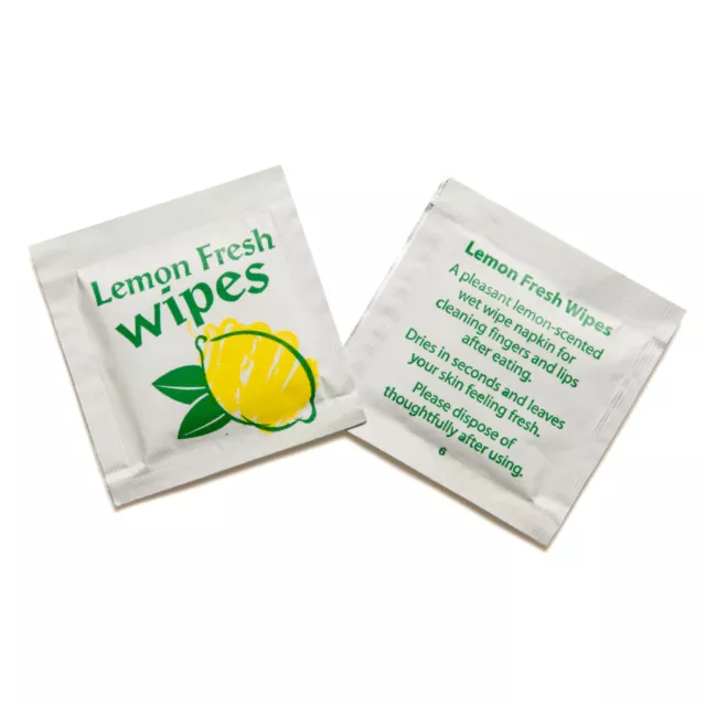 100 Lemon Fresh Handy Wet Hand Wipes Takeway Travel Party Face Camping Food