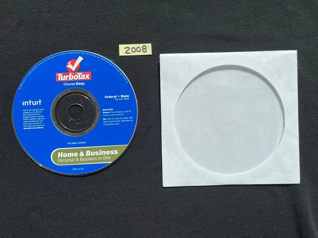 TurboTax Home & Business. 2008 CD, Windows/Mac. Says on disc "Fed + State"