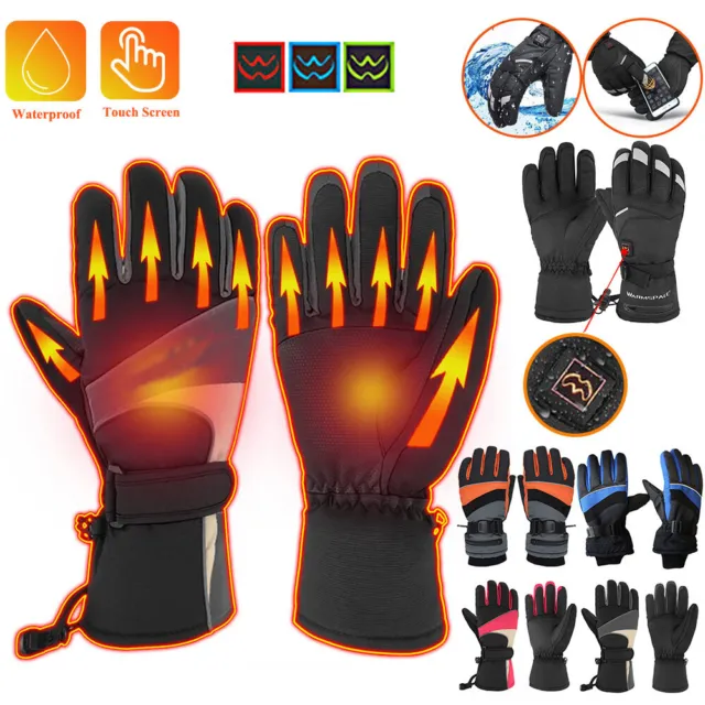 Electric Heated Gloves Winter Warmer Hand Motorcycle Cycling Ski Mittens Battery