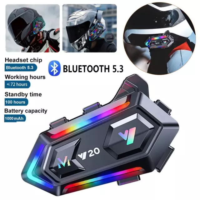 Motorcycle Handsfree Helmet Headset Bluetooth 5.3 Wireless Motorbike Headphone 3